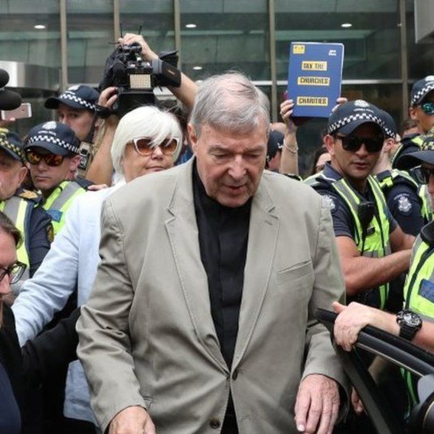Cardinal Pell pictured outside court in 2019