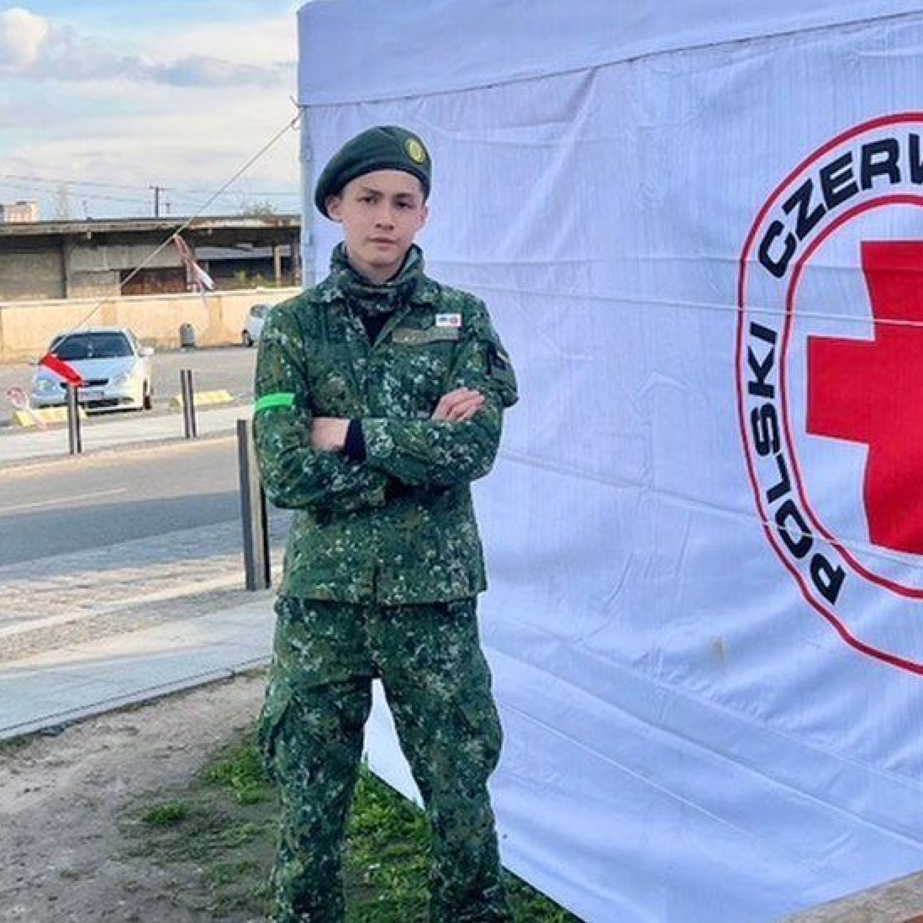 Jack Yao - seen here in Poland - signed up to fight in Ukraine just three days after President Zelensky invited people to join its military