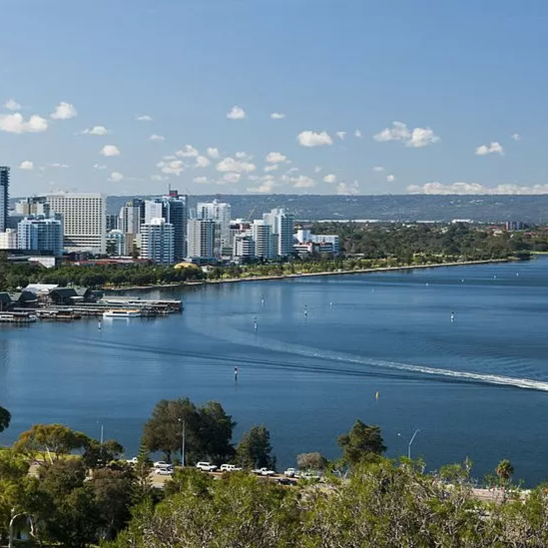 The Swan River runs through Perth, in Western Australia